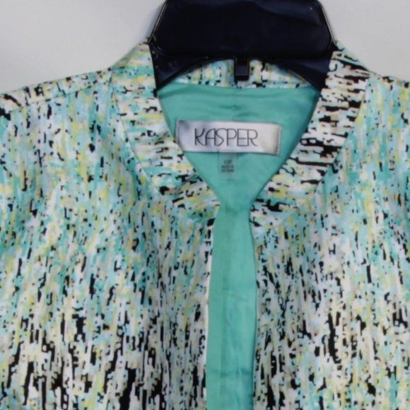 Kasper Field of Blooms Women's Lucite Multicolor Open Front Blazer Size 10P - Picture 2 of 4